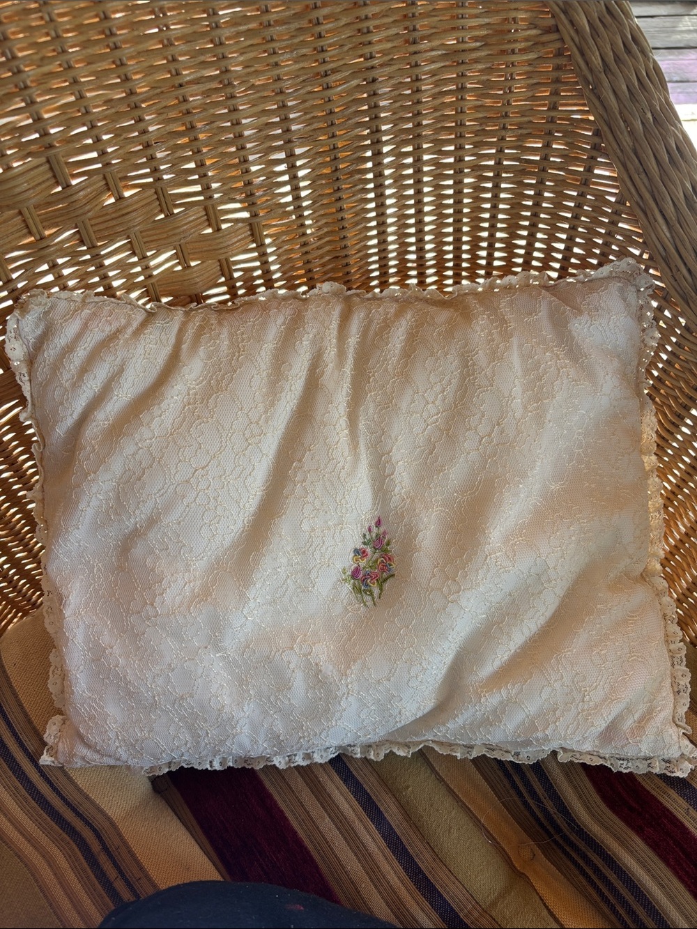 vintage throw pillow 2 sides different designs